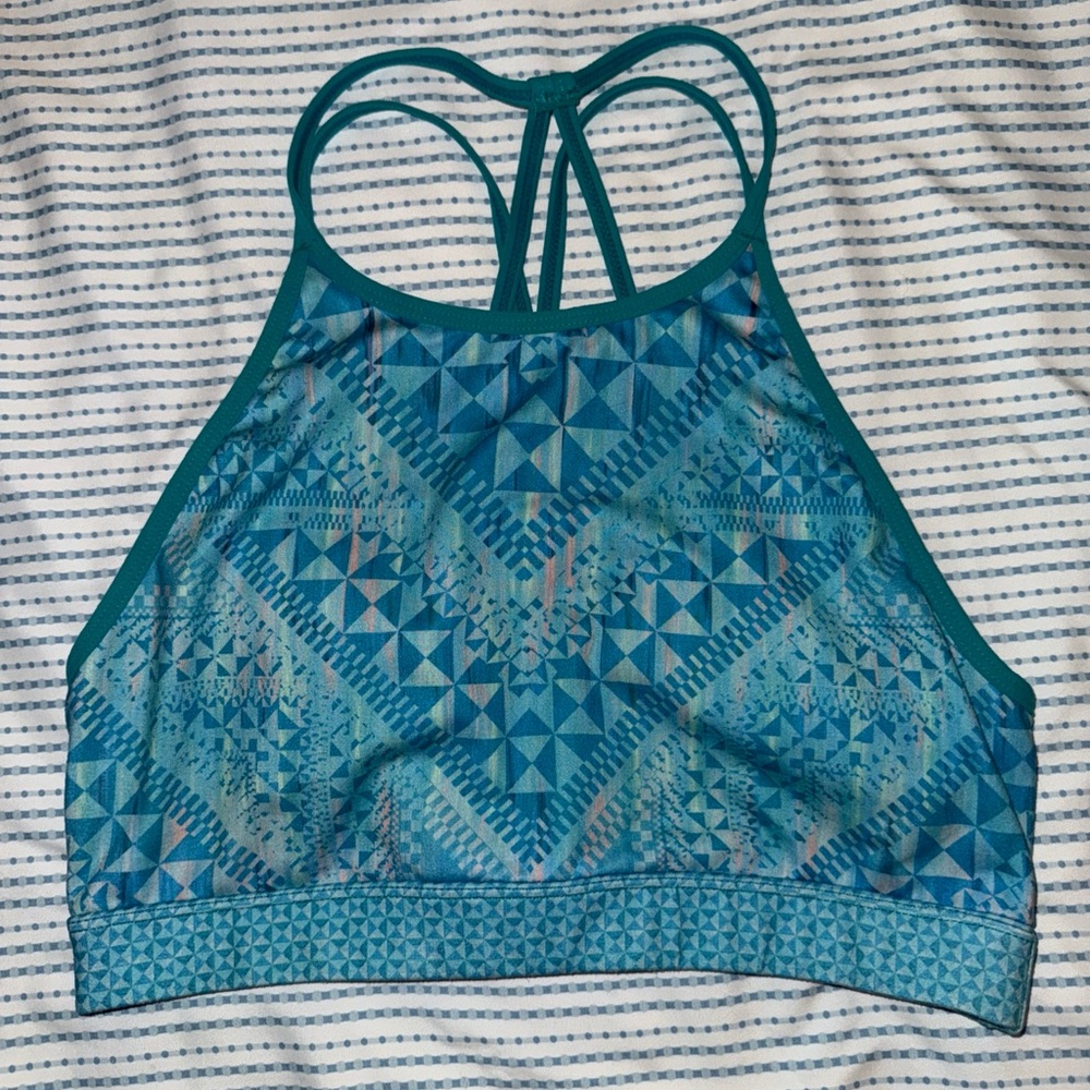 Prana Swim Top Aqua Racerback Workout Top Double Straps  Large